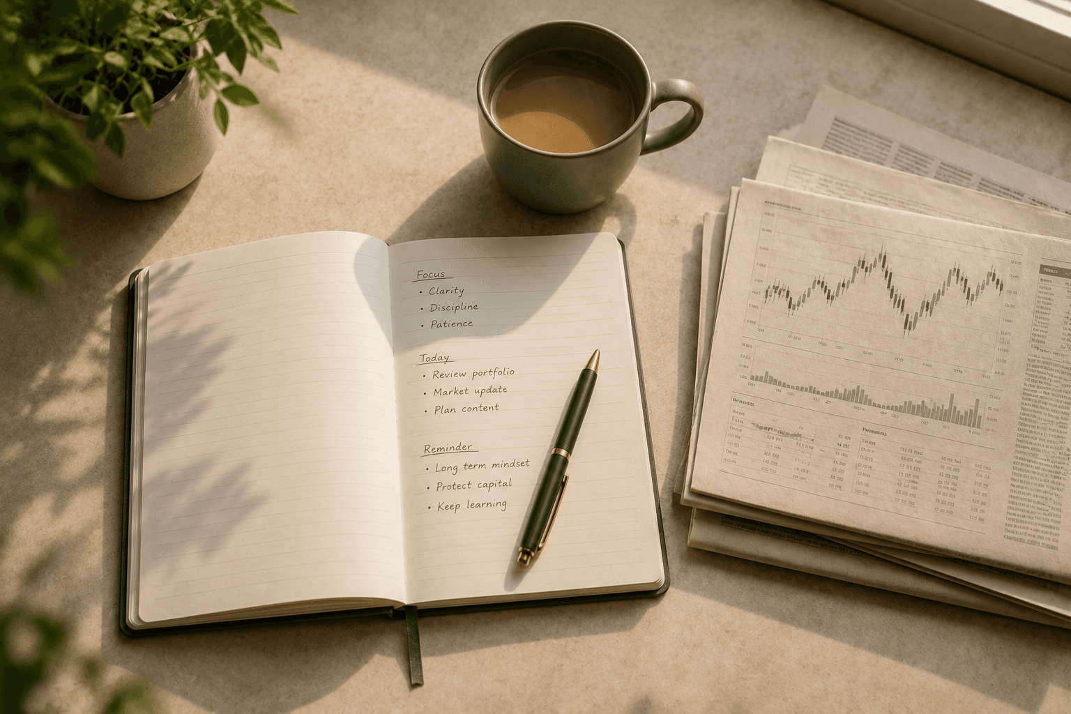 An open notebook with notes